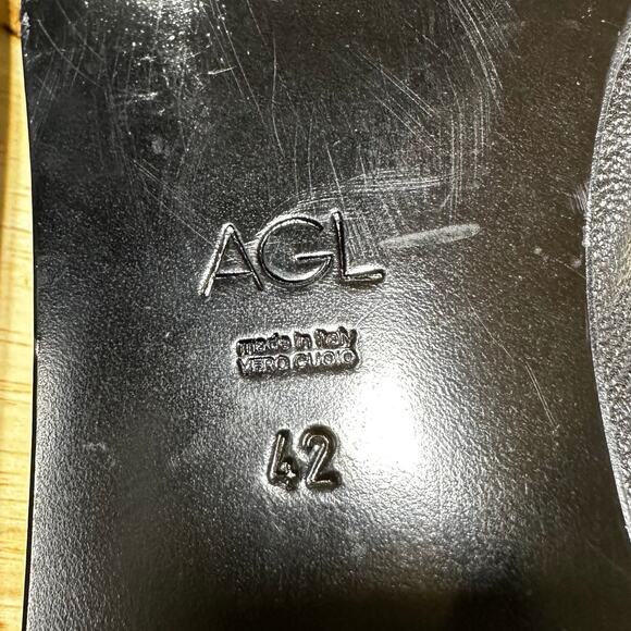 AGL NWOB Ines Studded Loafer Black Women's Size 42 (US 12) Pointed Toe Flats - Picture 9 of 9